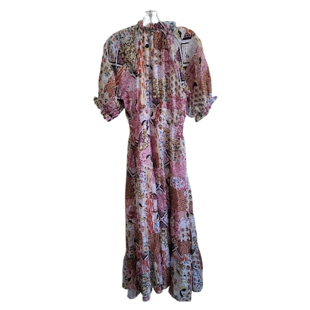 Thml Pink Multicolor Boho Patchwork Shortsleeve M… - image 7